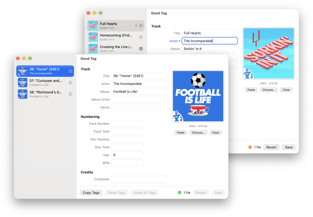 Screenshots of the Good Tag interface