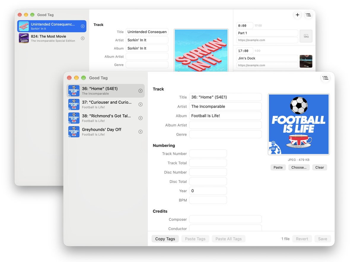 Screenshots of the Good Tag interface