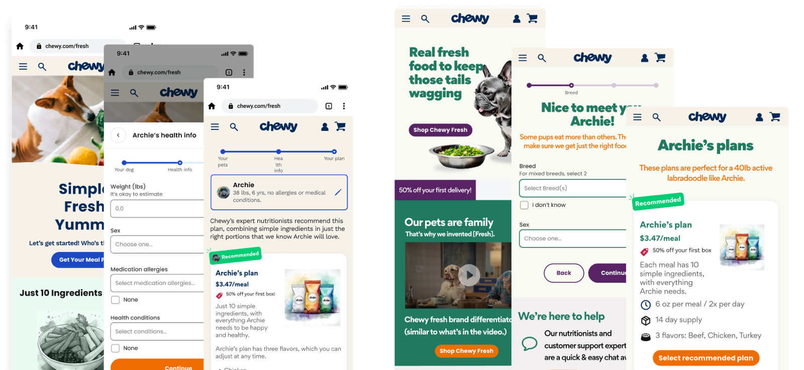 Early low-fidelity sketches of the onboarding process